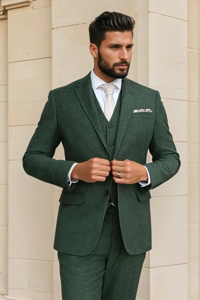 Elegant Emerald Green Blazer with Matching Trousers-Front