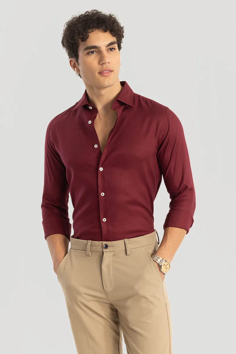 Men Formal Shirt Full Sleeve Shirt Red party Wear Shirt Him  DaVanchy