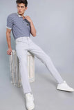 Man Light Grey Casual Trouser Slim Fit  Chino Dress Pants Him