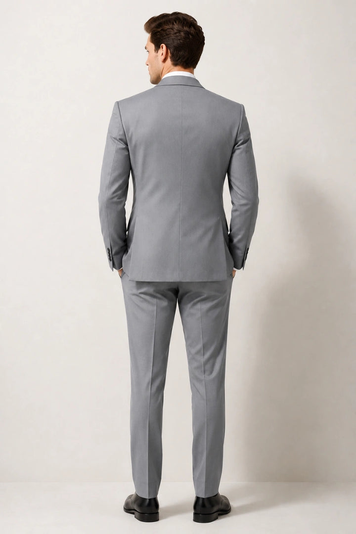 Stylish grey two-piece formal suit for men-Back