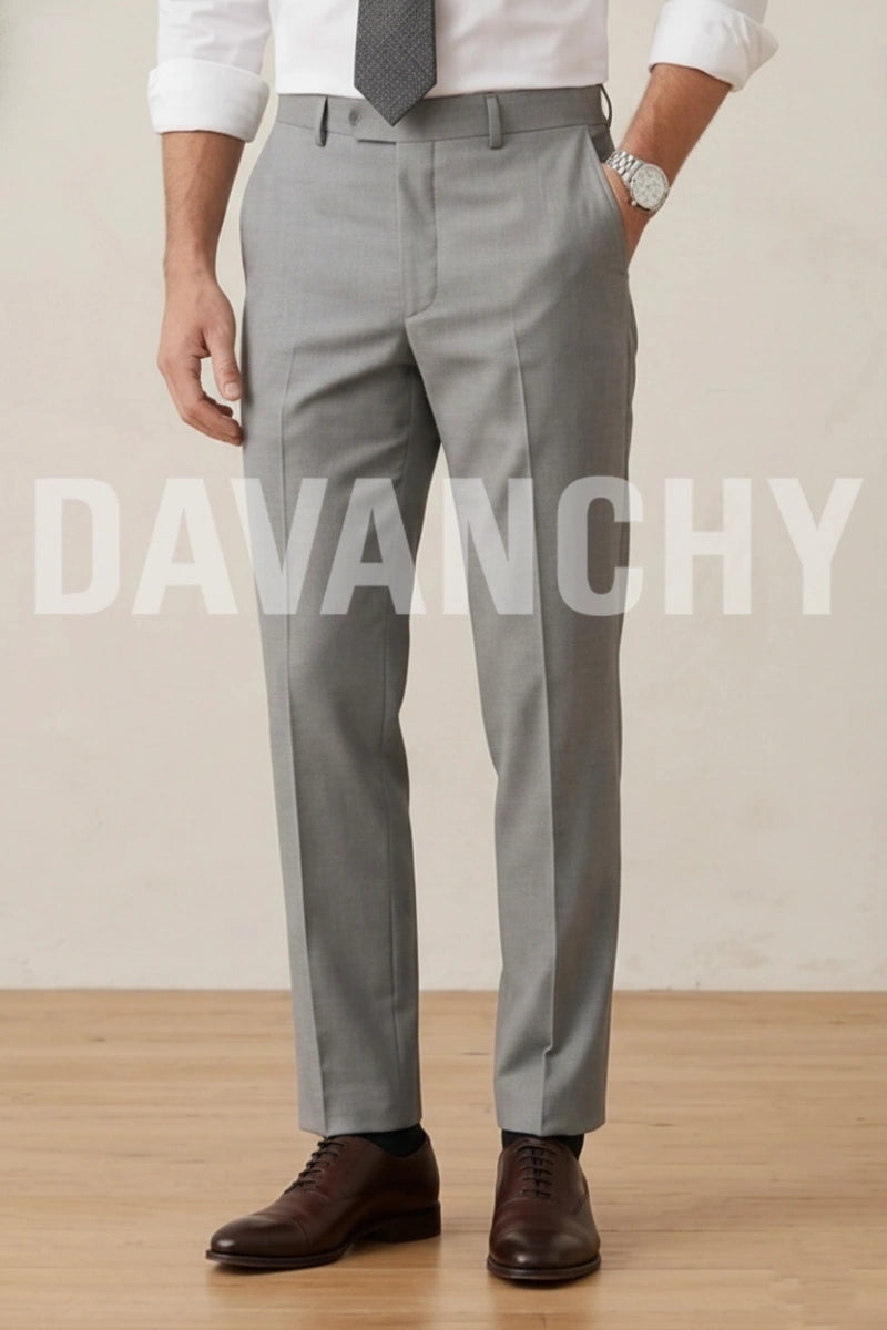 Men Premium Grey Formal Pant-Front