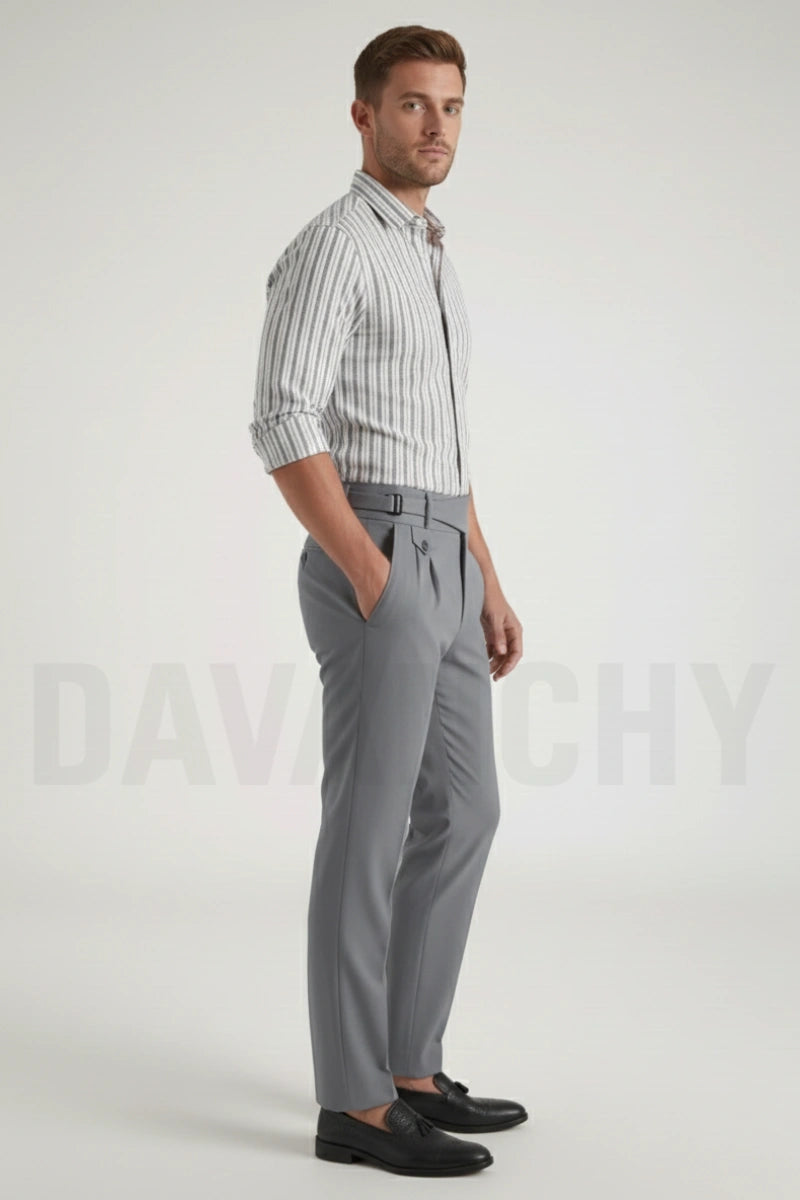 Tailored Grey Formal Gurkha Trousers-Side