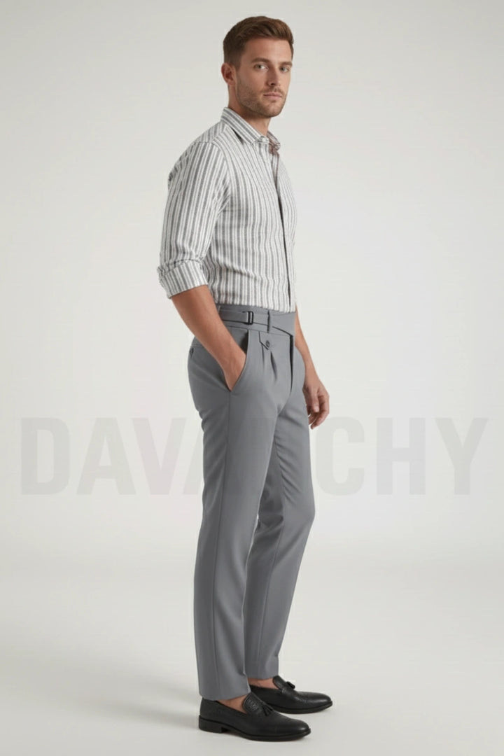 Tailored Grey Formal Gurkha Trousers-Side