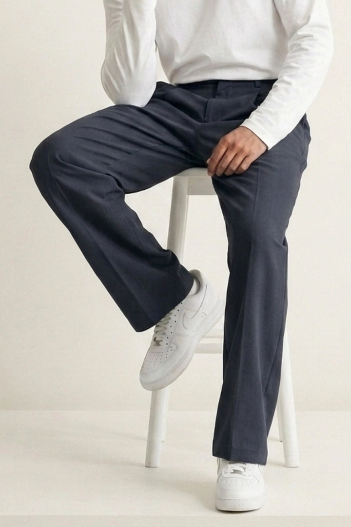 Men Grey Relaxed Fit Dress Pant (Stylish)