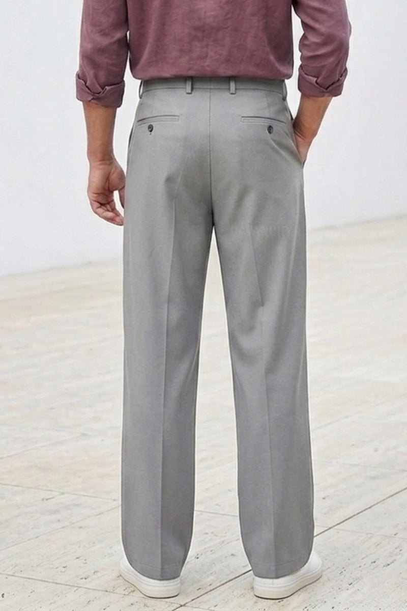Grey Pleated Pant Back