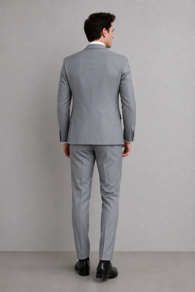 Elegant formal grey suit for business and special occasions-Back