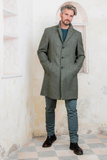 Men Trench Coat Winter Jacket Grey Long Coat Casual Jacket DaVanchy