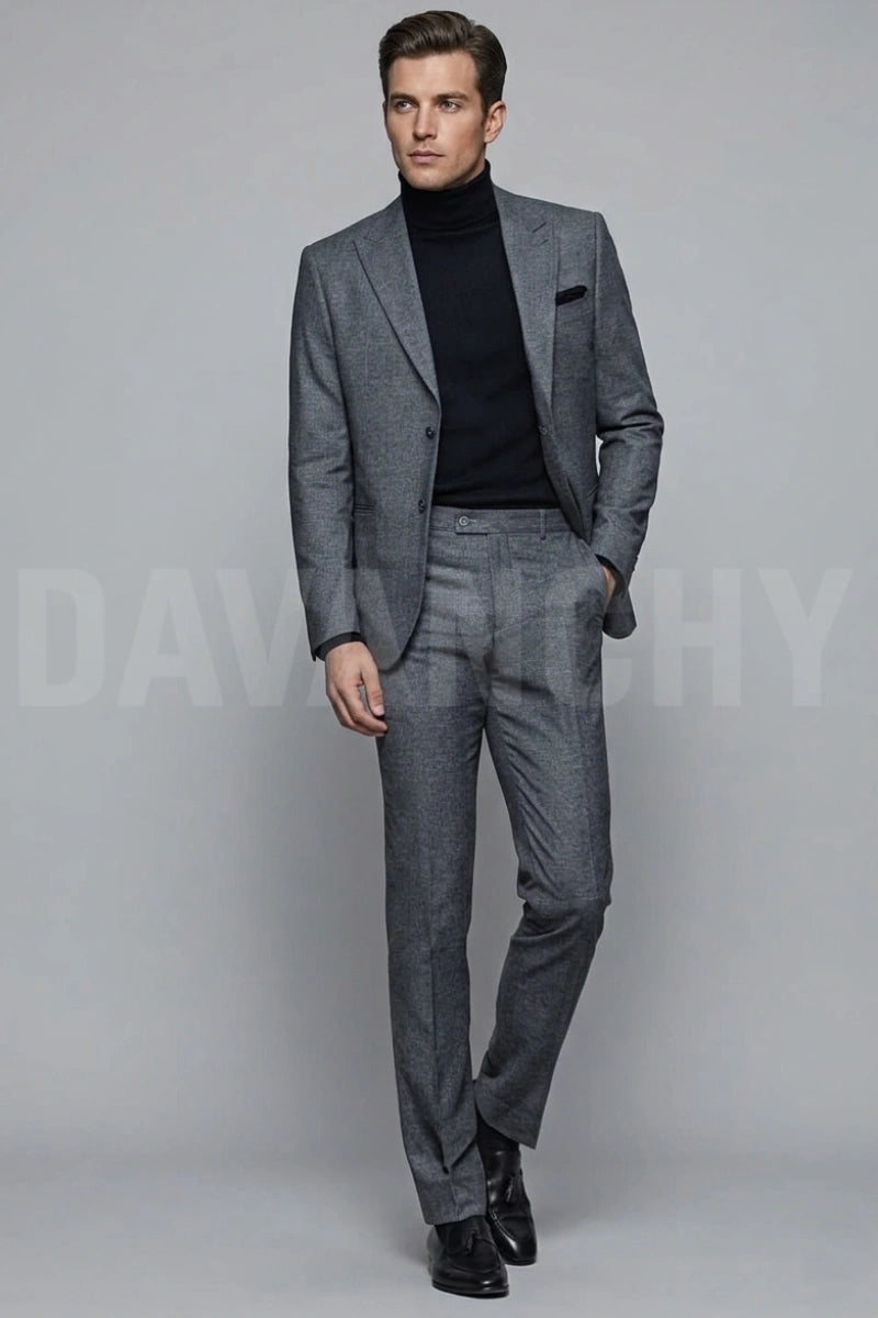 Men grey formal suit-Front
