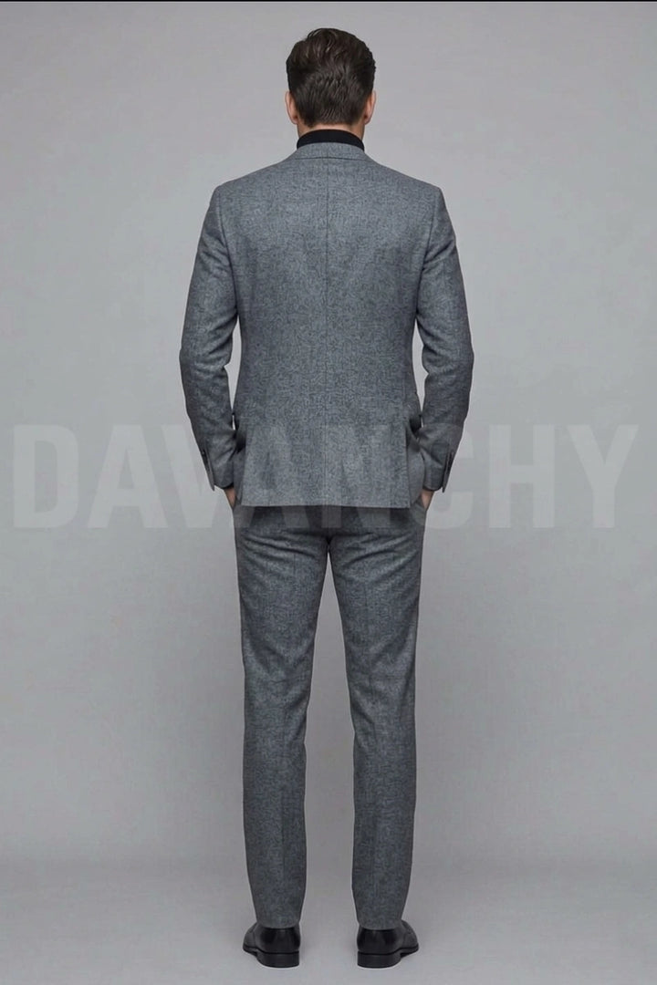 Men Premium Grey Business Wear Suit-Back