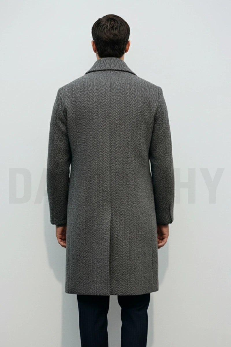 Stylish men grey formal overcoat-Front