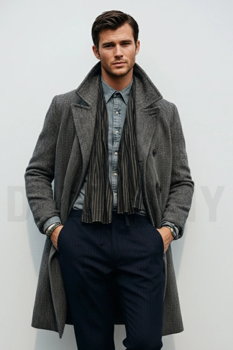 Premium winter overcoat for men-Front