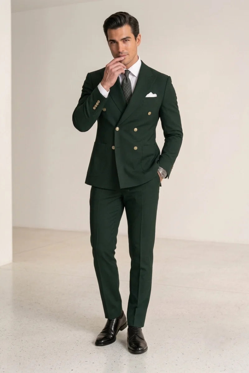 Hunter Green Tailored Suit Blazer and Trousers – Front Different