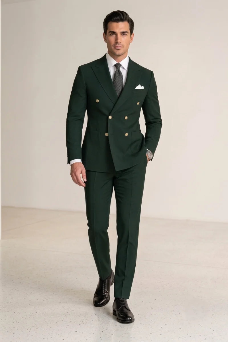 Men Hunter Green Two Piece Suit – Front