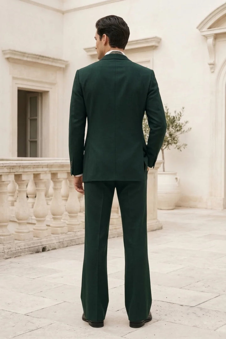 Hunter Green Three-Piece Vintage Suit for Men&