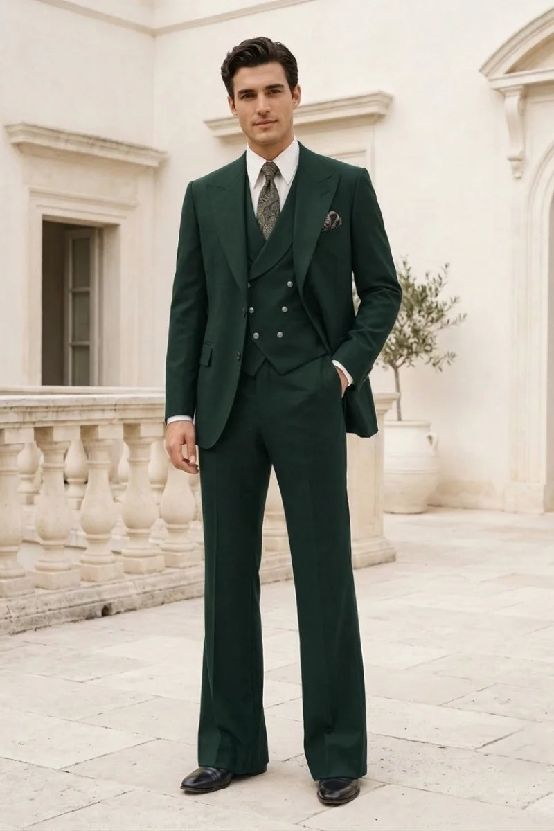 Hunter Green 3-Piece Suit for Men – Front