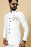 Men Johdpuri Blazer Wedding Blazer Ethnic Indian Blazer White DaVanchy