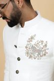 Men Johdpuri Blazer Wedding Blazer Ethnic Indian Blazer White DaVanchy