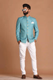 Men Ice Blue Jodhpuri Blazer Classic Formal Indian Blazer Maharaja Look For Him