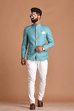 Men Ice Blue Jodhpuri Blazer Classic Formal Indian Blazer Maharaja Look For Him