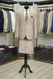 Men Beige Linen Two Piece Suit Summer Wedding Party Wear Suit Office Prom Suit Gift For Him