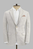 Men Linen Grey Suit Classic Formal Wedding Suit Summer Prom Wear One Button Suits