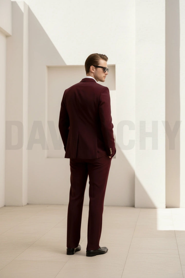 Premium tailored wine formal suit-Back