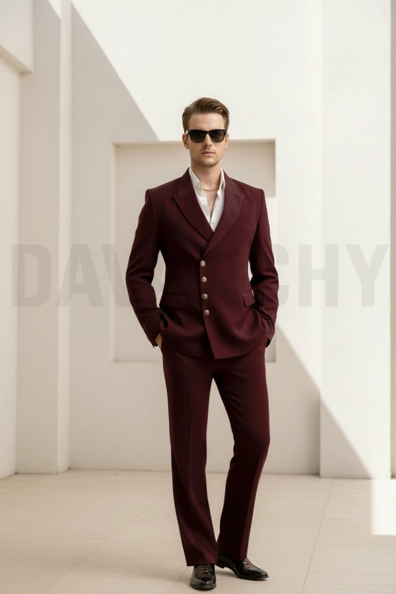 Designer wine suit for weddings and receptions wear-Front