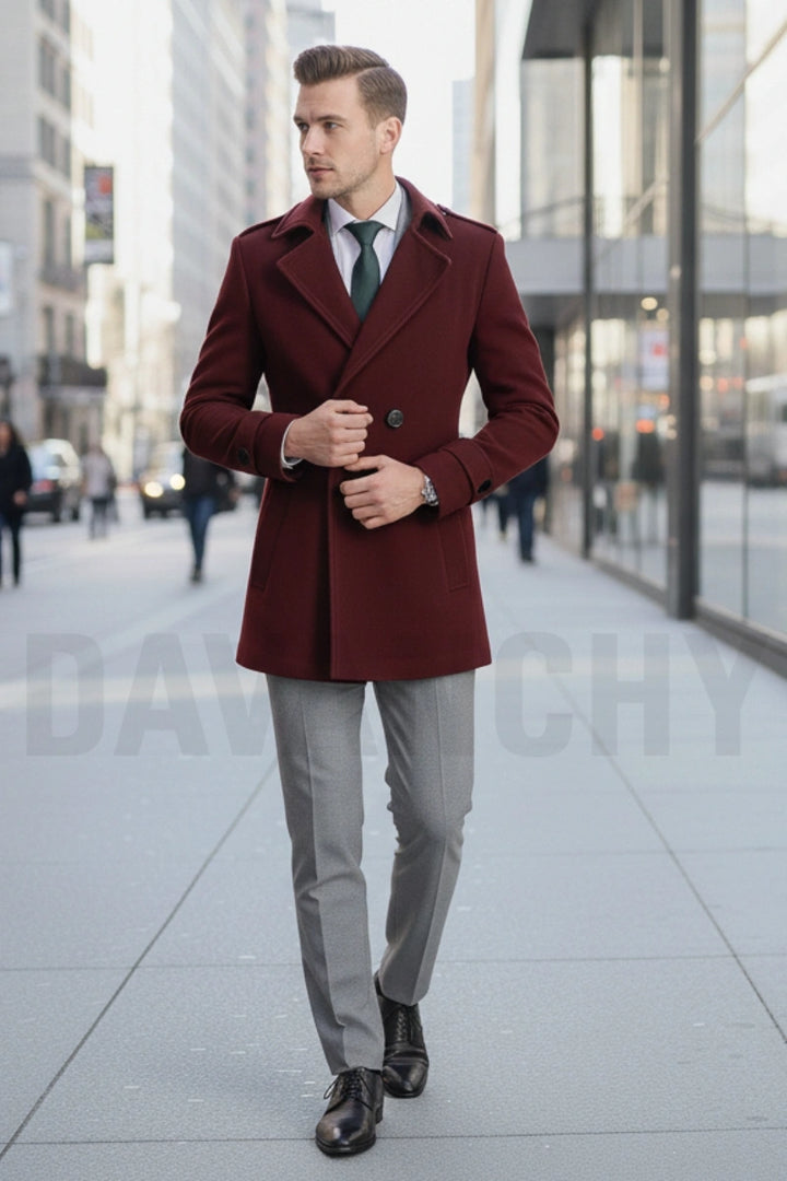 Men Designer Pea Coat-Front