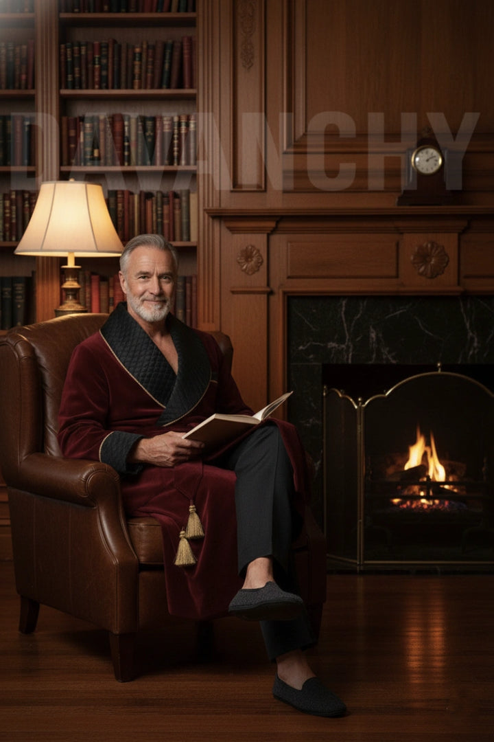 Designer smoking jacket for men robe style luxury wear-Front