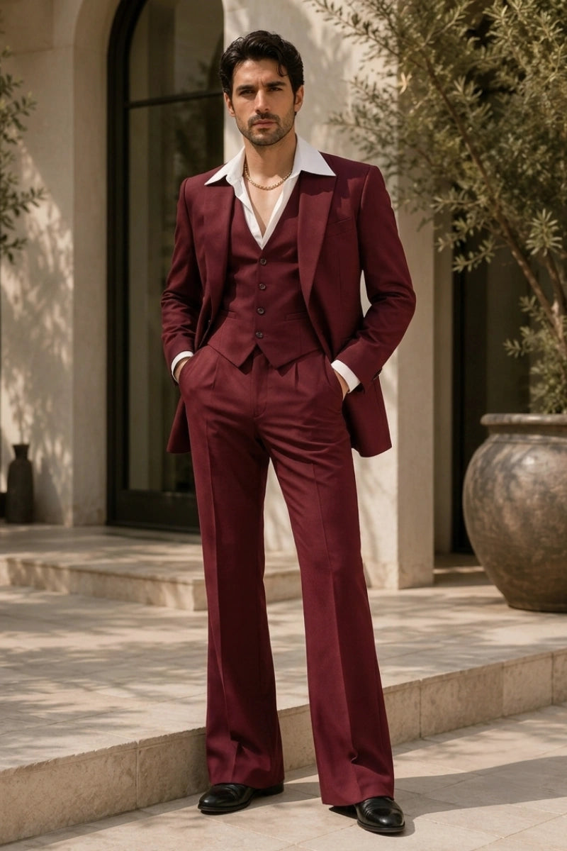 Maroon Vintage 70s Suit for Men&