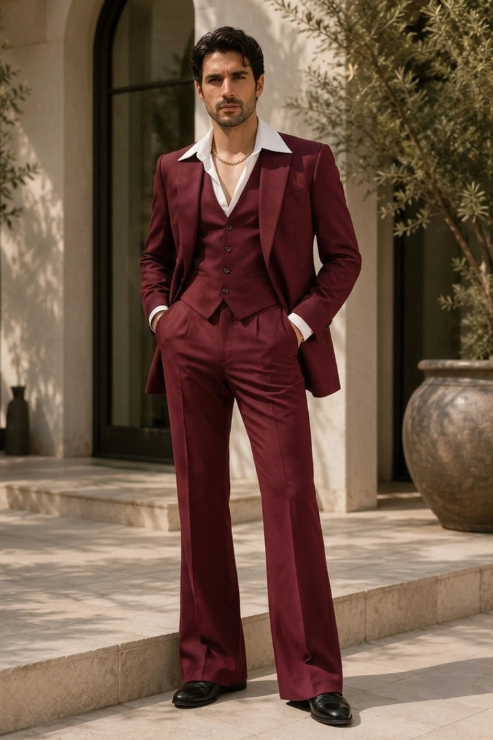 Maroon Vintage 70s Suit for Men&