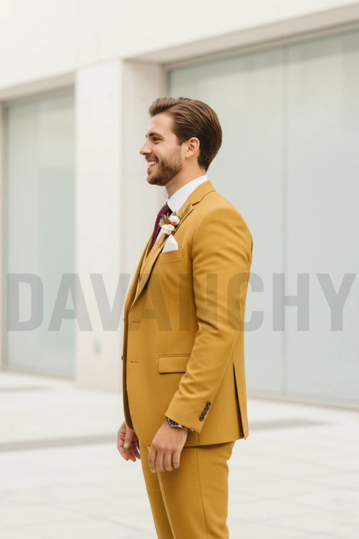 Premium tailored mustard yellow formal suit-Side