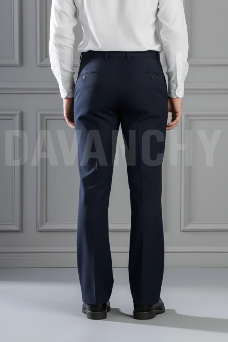 Navy Blue Stylish Bootcut Trouser For Men (Back)