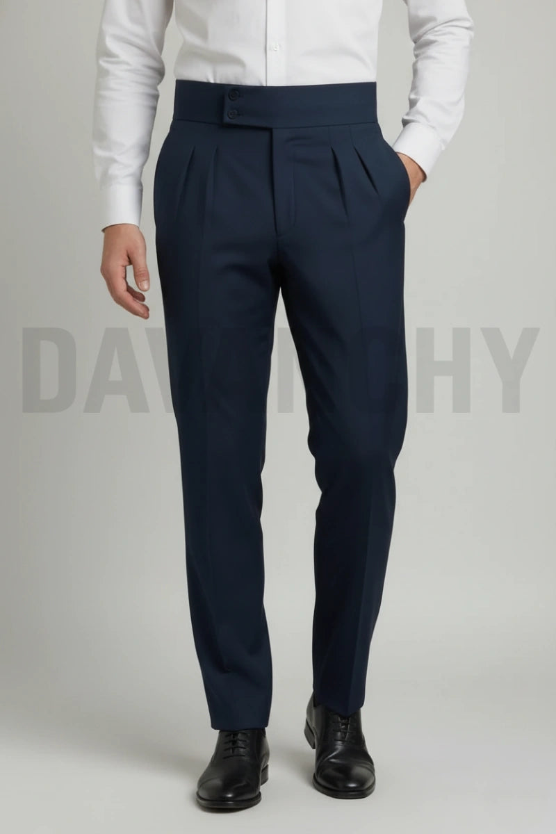 High waist pleated pants-Front