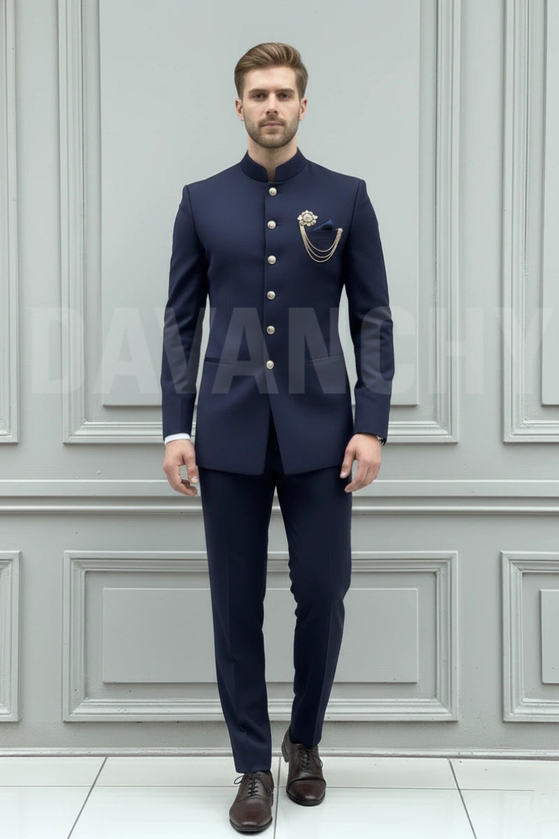 Bandhgala suit men wedding outfit-Front