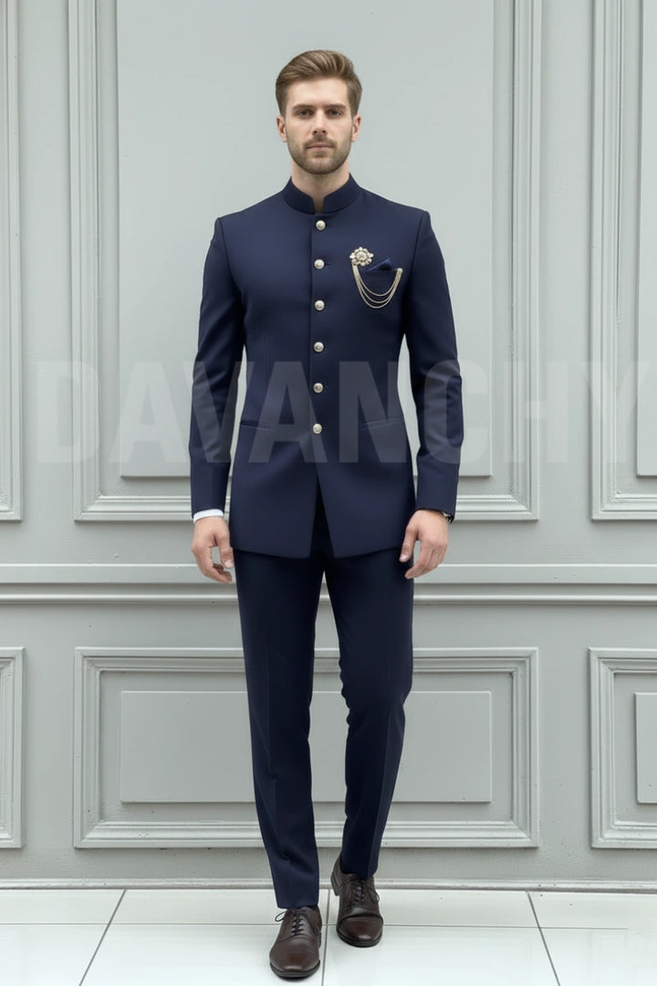 Bandhgala suit men wedding outfit-Front