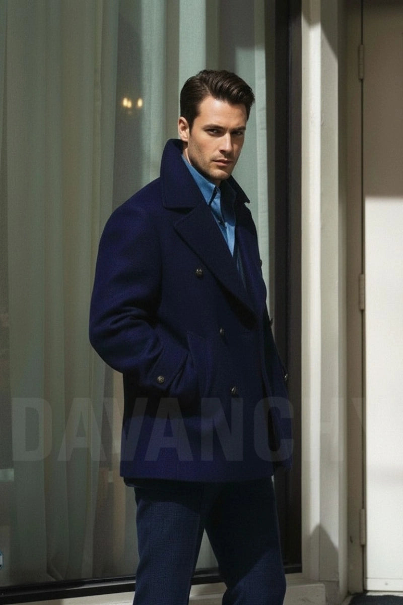 Winter Outerwear Tweed Coat For Men-Side