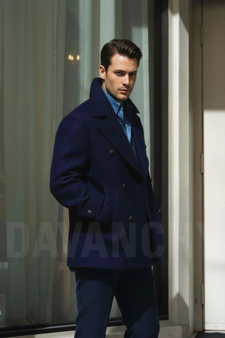 Winter Outerwear Tweed Coat For Men-Side