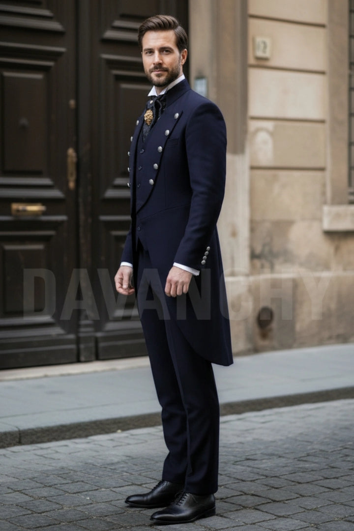 Men Three Piece Wedding Suit-Side