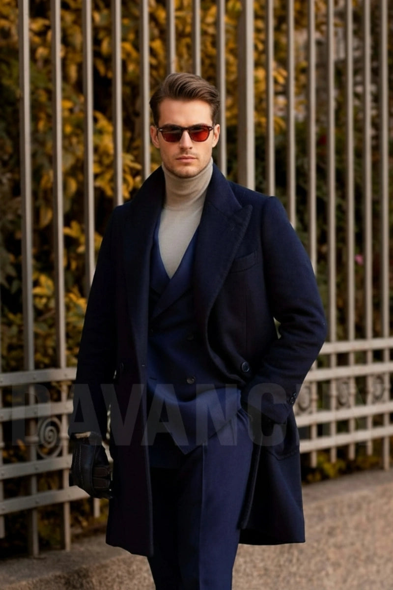 Tailored Fit Men Wool Coat-Front