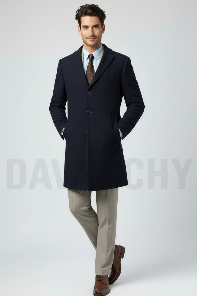 Men Tweed Trench Coat for Winter Season-Front