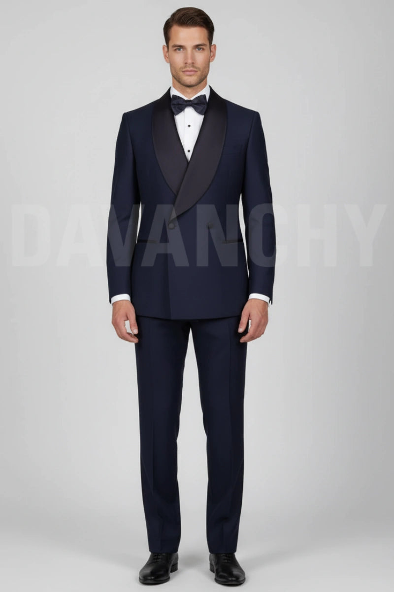 Men Navy Blue Tuxedo Suit for Men-Front