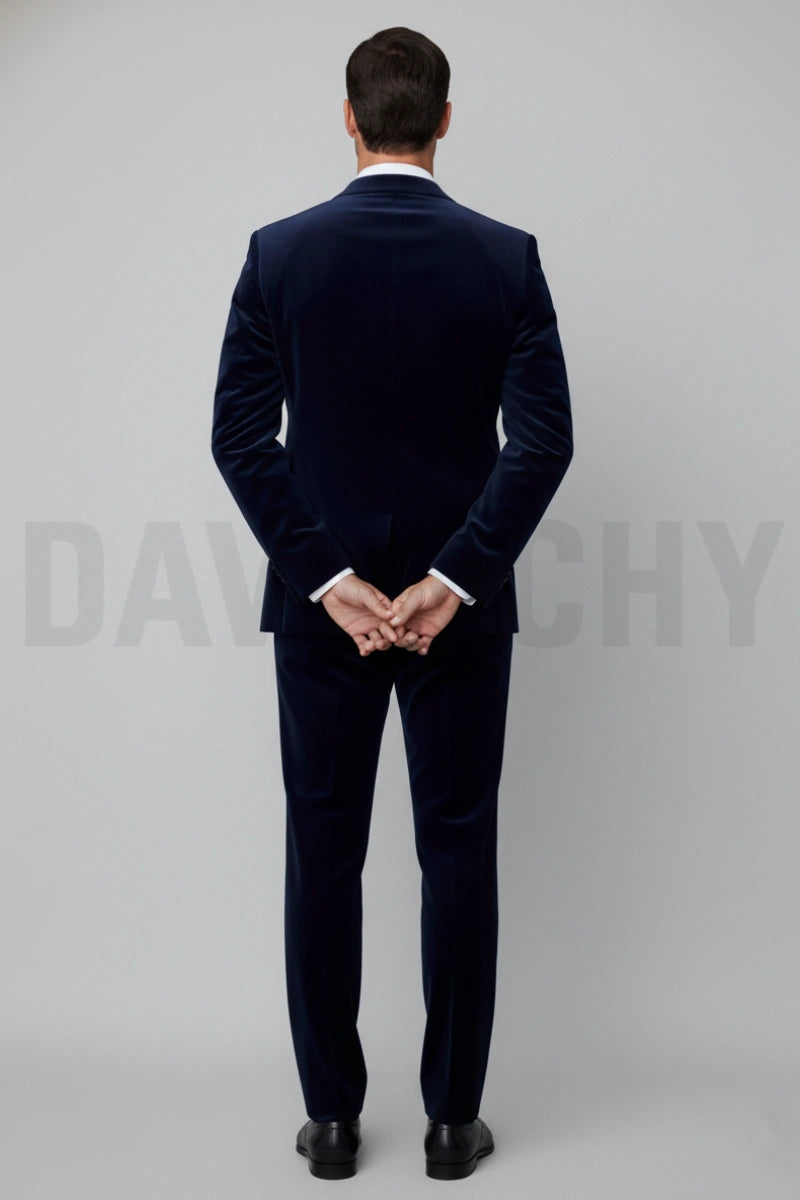 two-piece velvet suit men-Back