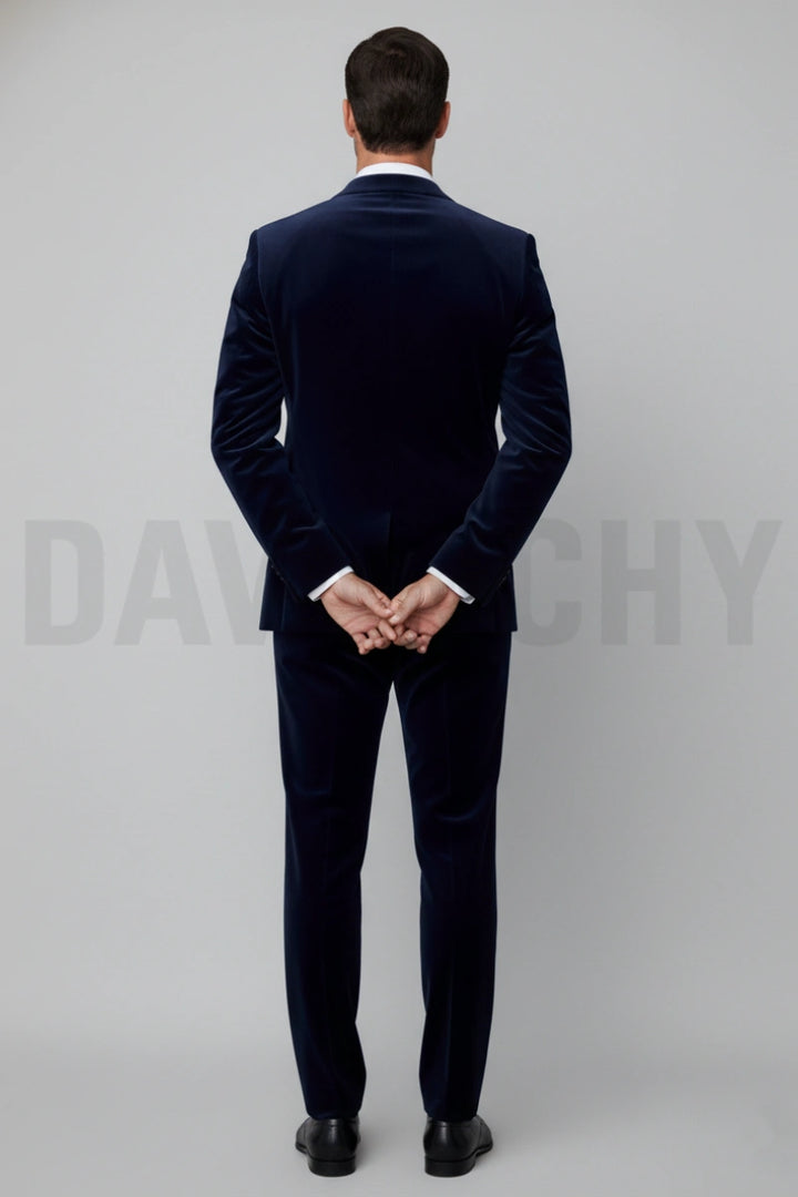 two-piece velvet suit men-Back