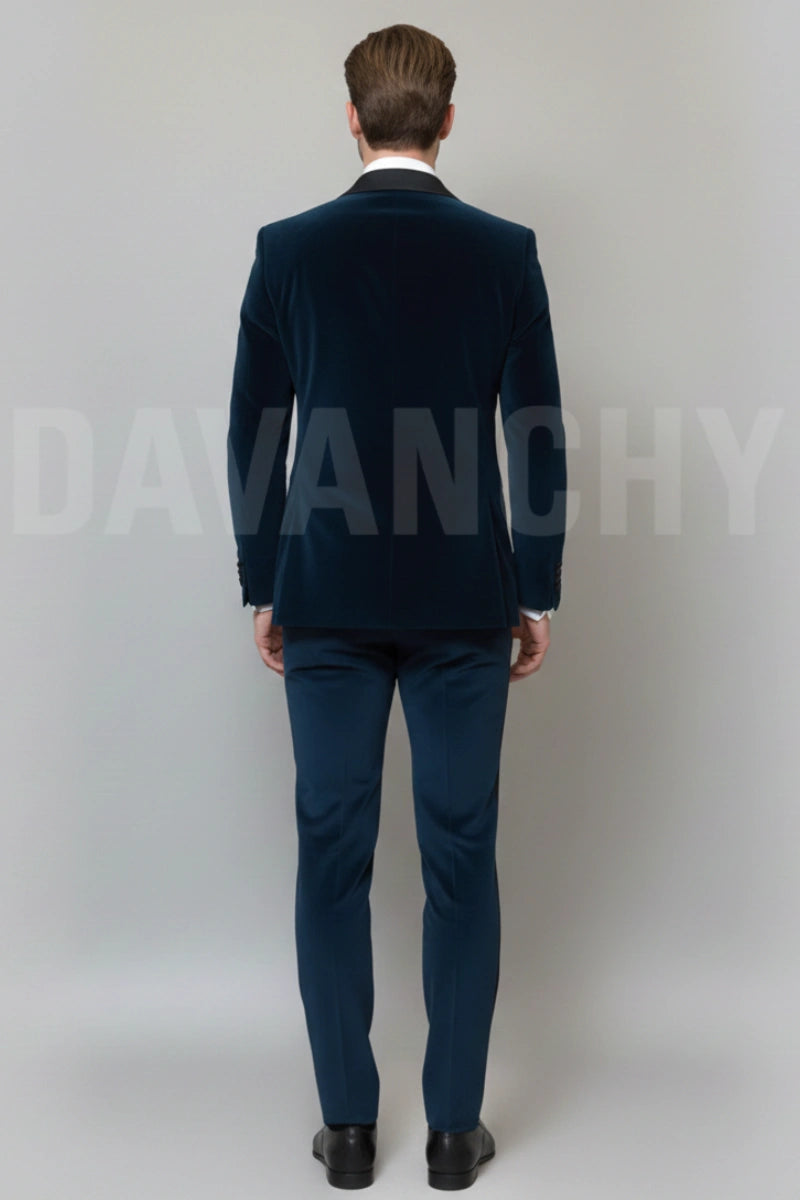 High-End Party Wear Velvet Three Piece Suit-Back