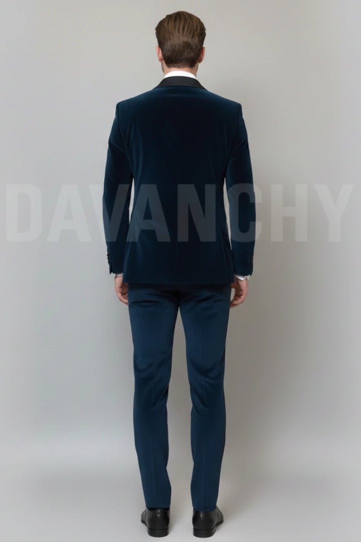 High-End Party Wear Velvet Three Piece Suit-Back