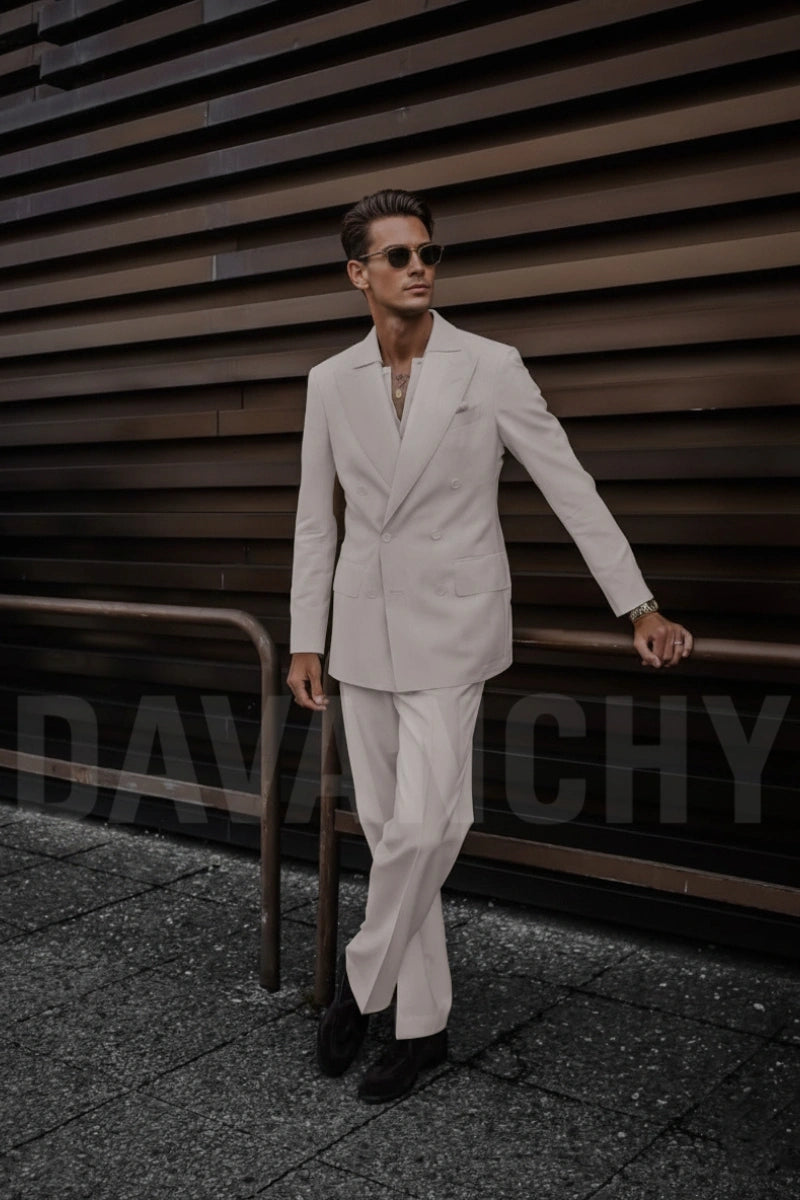 Elegant Double Breasted Blazer With Matching Pant Suit-Front