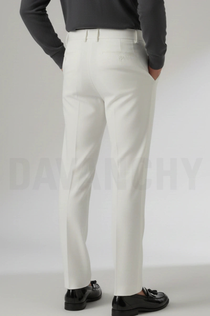 Formal off-white slim fit trousers-Back