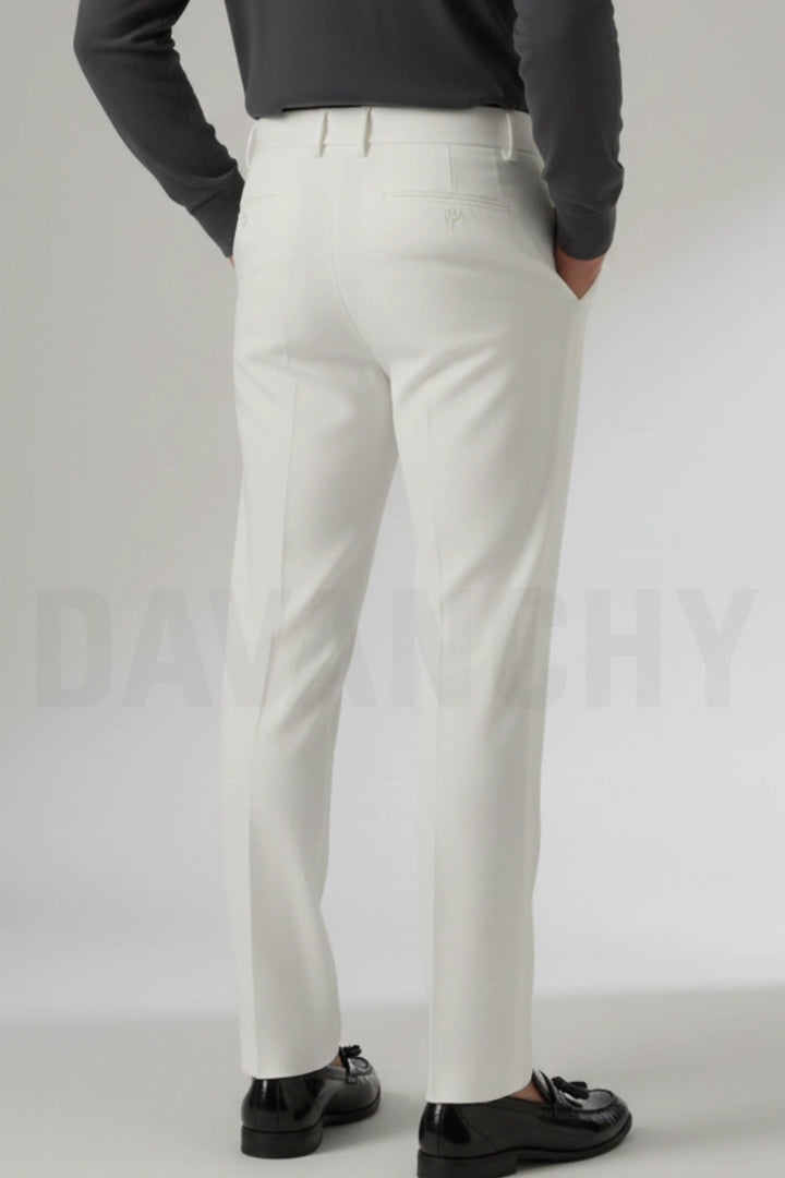 Formal off-white slim fit trousers-Back