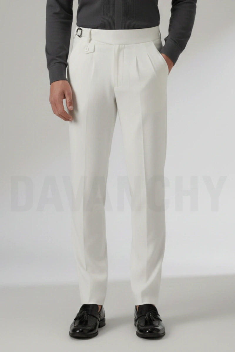 Men’s premium off-white high waist trousers-Front